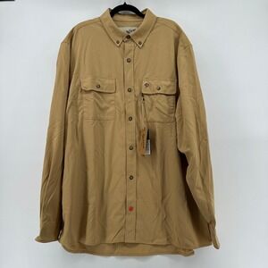 Duck Camp Mens Bamboo Midweight Long Sleeve Shirt Khaki Tan Size 2XL NWT